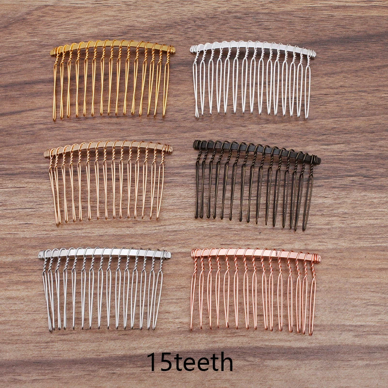 10pcs 12/15/20 Teeth Gold Color Hair Comb Hairpin Wedding Hair Accessories Jewelry Making Metal Bridal Hair Combs Craft DIY