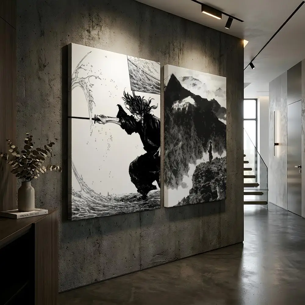 V-Vagabond Samurai Japanese Comics Framed Wall Painting Canvas Wall Art Inner Frame Waterproof Home Decor For Living Room