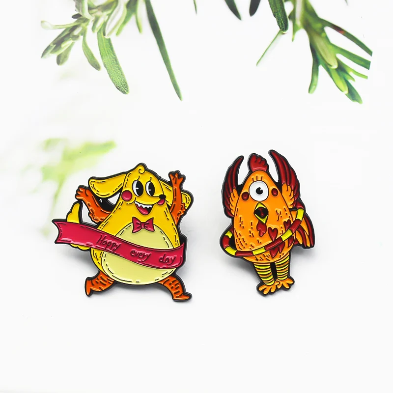 Cartoon cute screaming chicken creative style jewelry brooch clothing backpack decoration pin gift badge