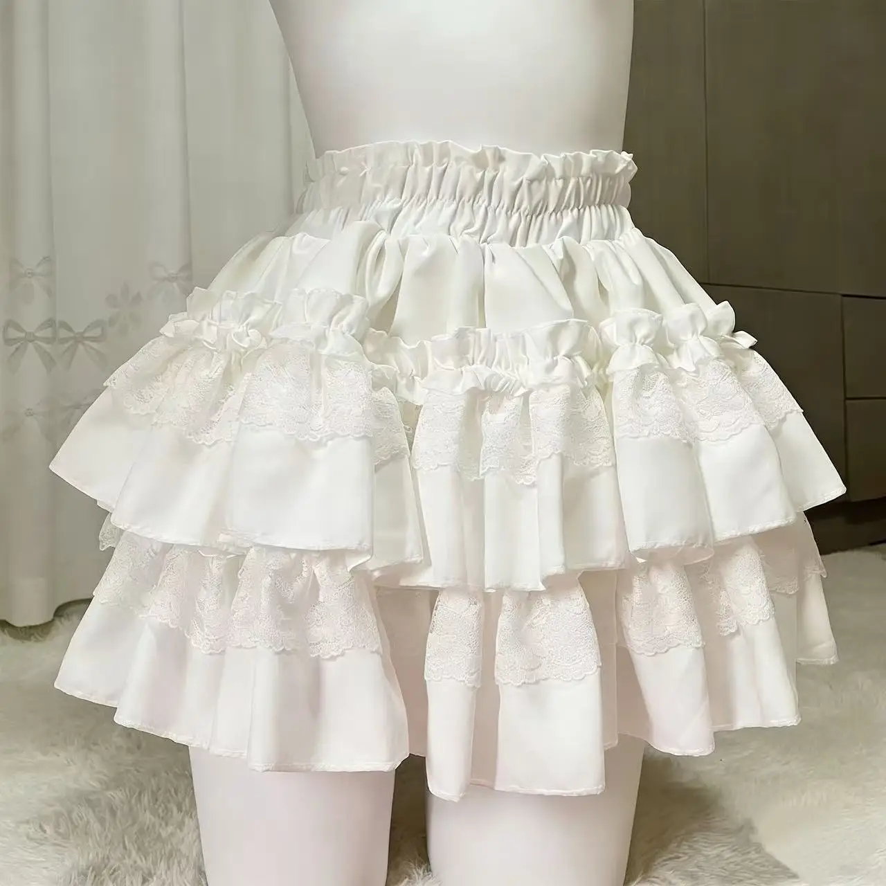 Kawaii Ballet Lolita Skirt Women Sweet Ruffle High Waist Mini Skirt Female Japanese Y2K Cake Skirt Party Fashion Clothing