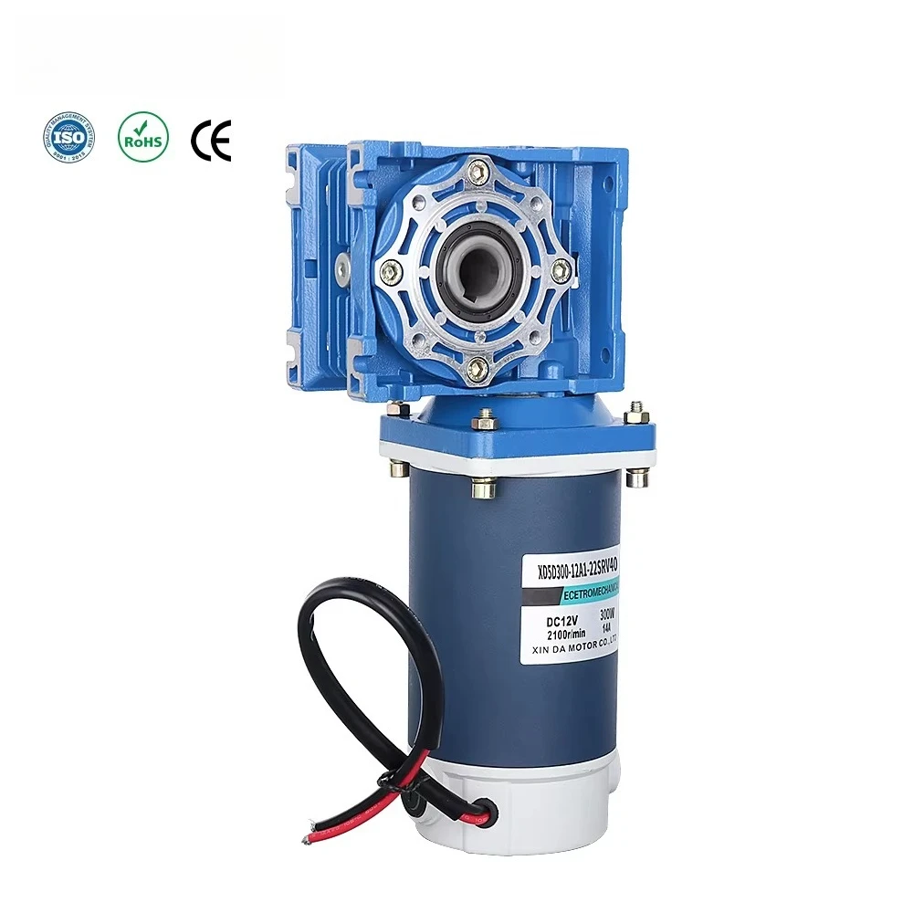 Self Locking 300W RV40 DC Reduction Worm Gear Motor 12V 24V for Mixers Permanent Magnet Construction