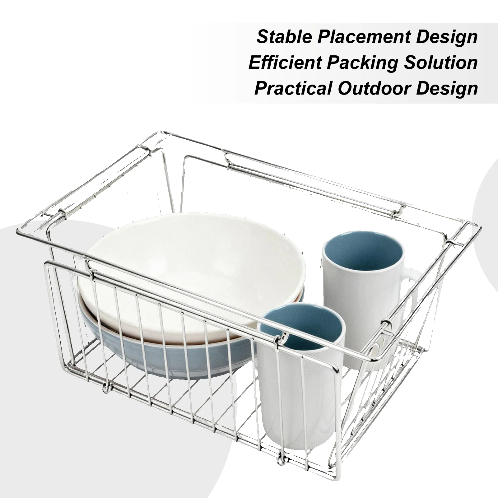 

Camping Basket Stainless Steel Folding Outdoor Gear Metal Storage Basket Camping Supplies For Home Indoor Picnic BBQ Fishing