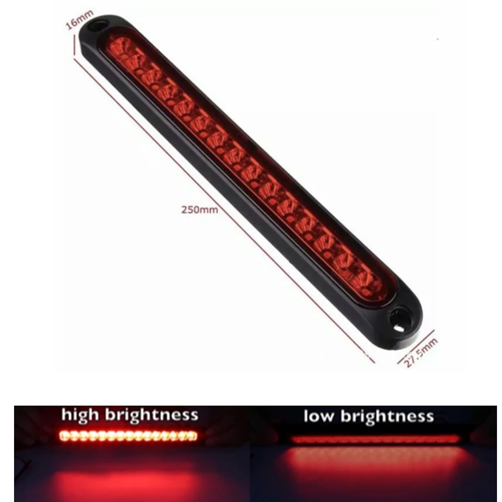 Universal LED Tail Rear Lamp for Trailer Truck Lorry Pickup - Brake/Stop/Turn Lights 12V-24V 15 LEDs Light Bar Strip