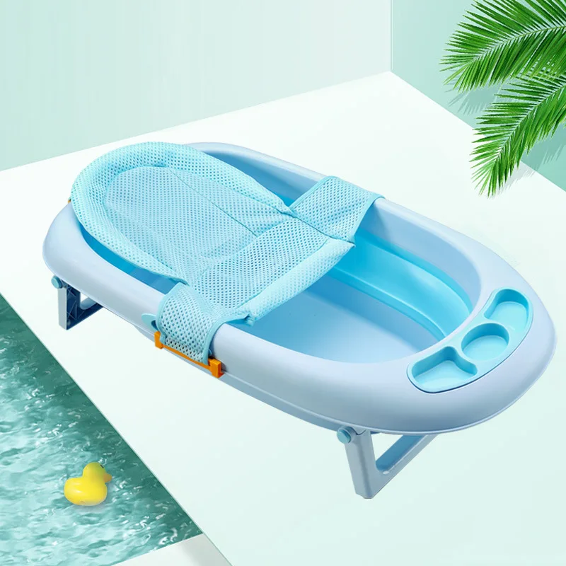 Portable Baby Shower Bath Tub Pad Non-Slip Newborn Bathtub Mat Safety Nursing Foldable Support Comfort Body Cushion Mat Pillow