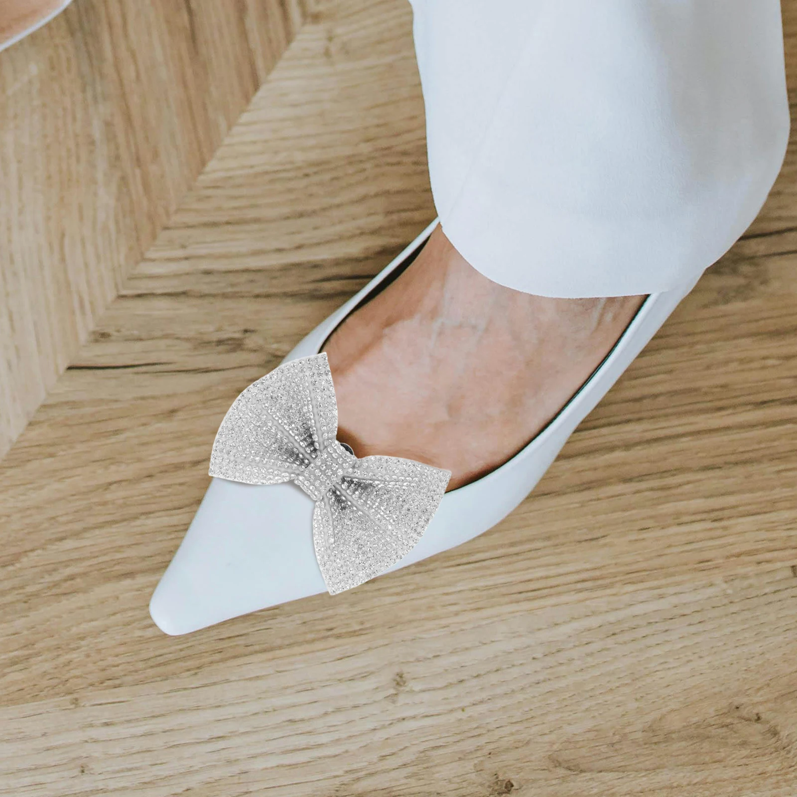 

1 Pair Rhinestone Crystal Shoe Clips Elegant Bowknot Detachable High Heel Decorations Bridal Wedding Party Buckle Applique
