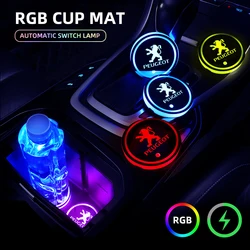 New LED Luminous Car Water Cup Holder Coaster Lamps Car Accessorie For Peugeot 206 207 208 306 307 308 508 106 107 108 3008 5008