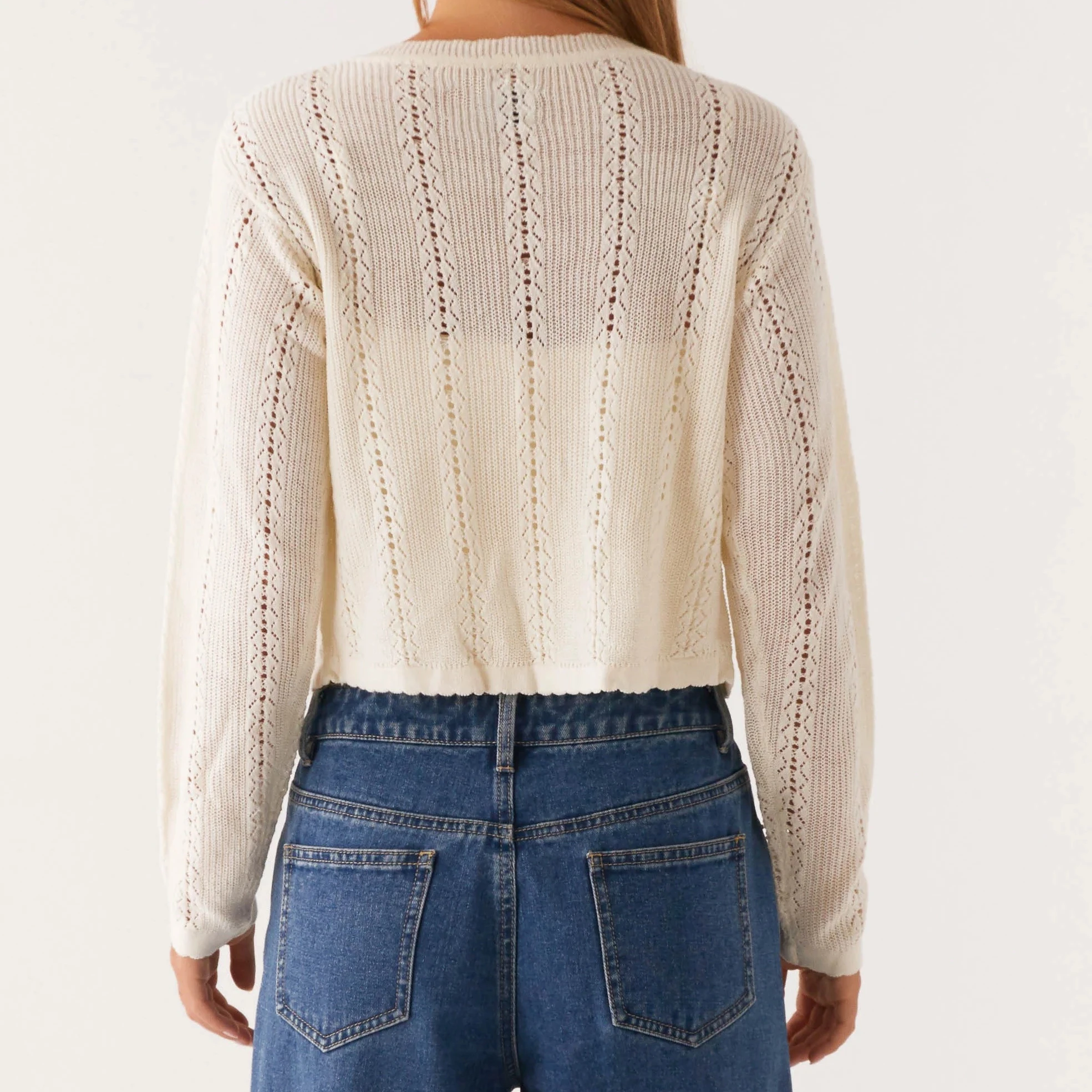 2025年コレクション レディース 無地 レースアップ カーディガン 長袖 透かし彫り スリムフィット セーター