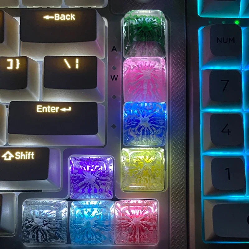 Transparent resin keycap Fuji Snow Mountain transparent three-dimensional modeling mechanical keyboard personalized creative lum