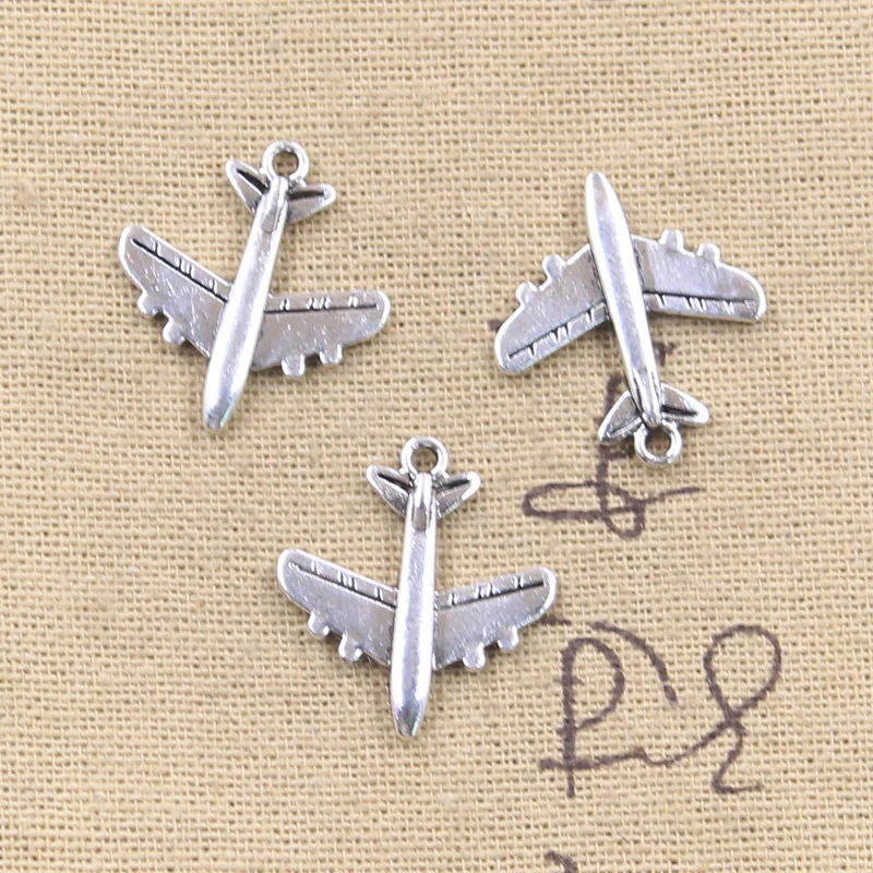 20pcs Charms Plane Airplane Aircraft 22x20mm Antique Silver Color Pendants Tibetan Findings DIY Handmade Making Craft