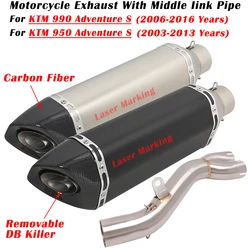 For KTM 950 990 Adventure S 2003 - 2016 Motorcycle Exhaust Motorcycle Escape Modified Muffler With Middle Link Pipe DB Killer