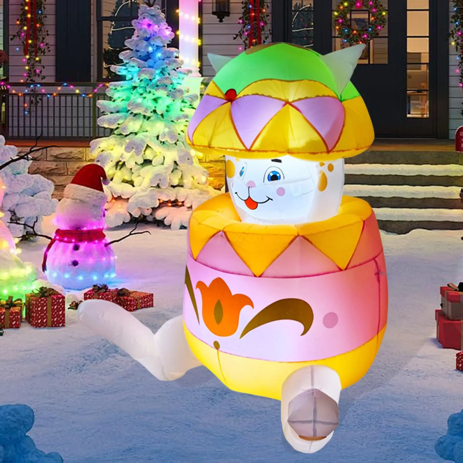 

Easter Inflatable Outdoor Decoration,Cute Built in LED Light Easter Bunny Egg Rabbit Decoration for Lawn Garden Holiday Home