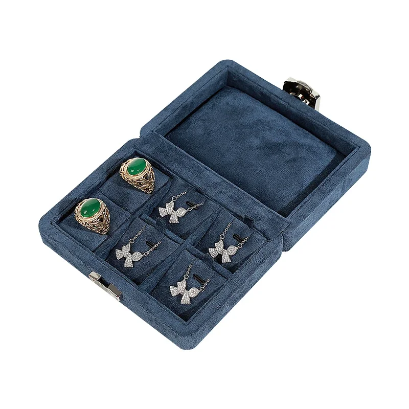 Suede Button Jewel Box Storage Box High-grade Jade Gold Ring Necklace Holder Jewelry Organizations