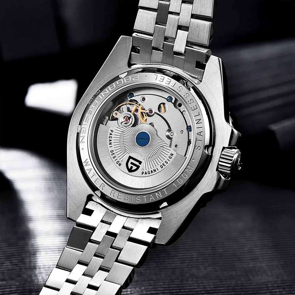 Pagani design vidro de safira 40mm cerâmica gmt relógios mecânicos 100m à prova dwaterproof água clássico luxo masculino relógio automático reloj hombre