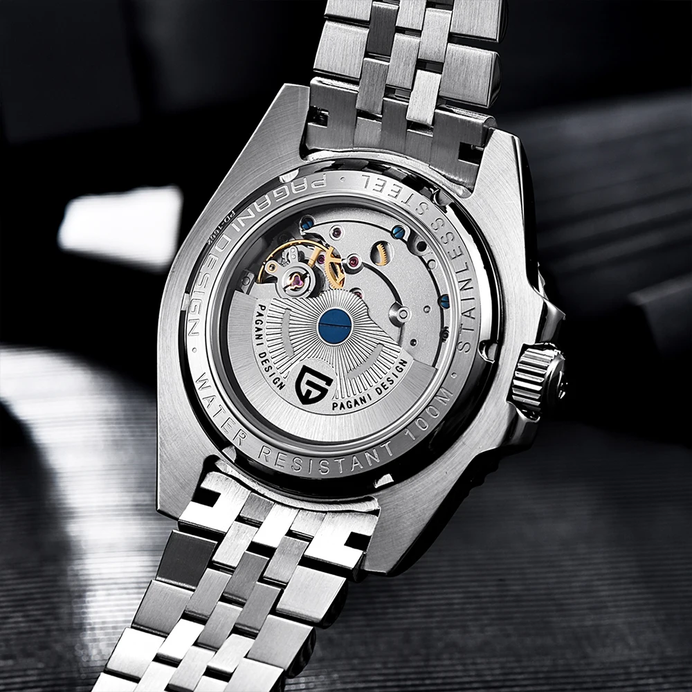 PAGANI DESIGN-Reloj de pulsera para Hombre, accesorio masculino de pulsera resistente al agua con mecanismo automático de movimiento GMT de cerámica