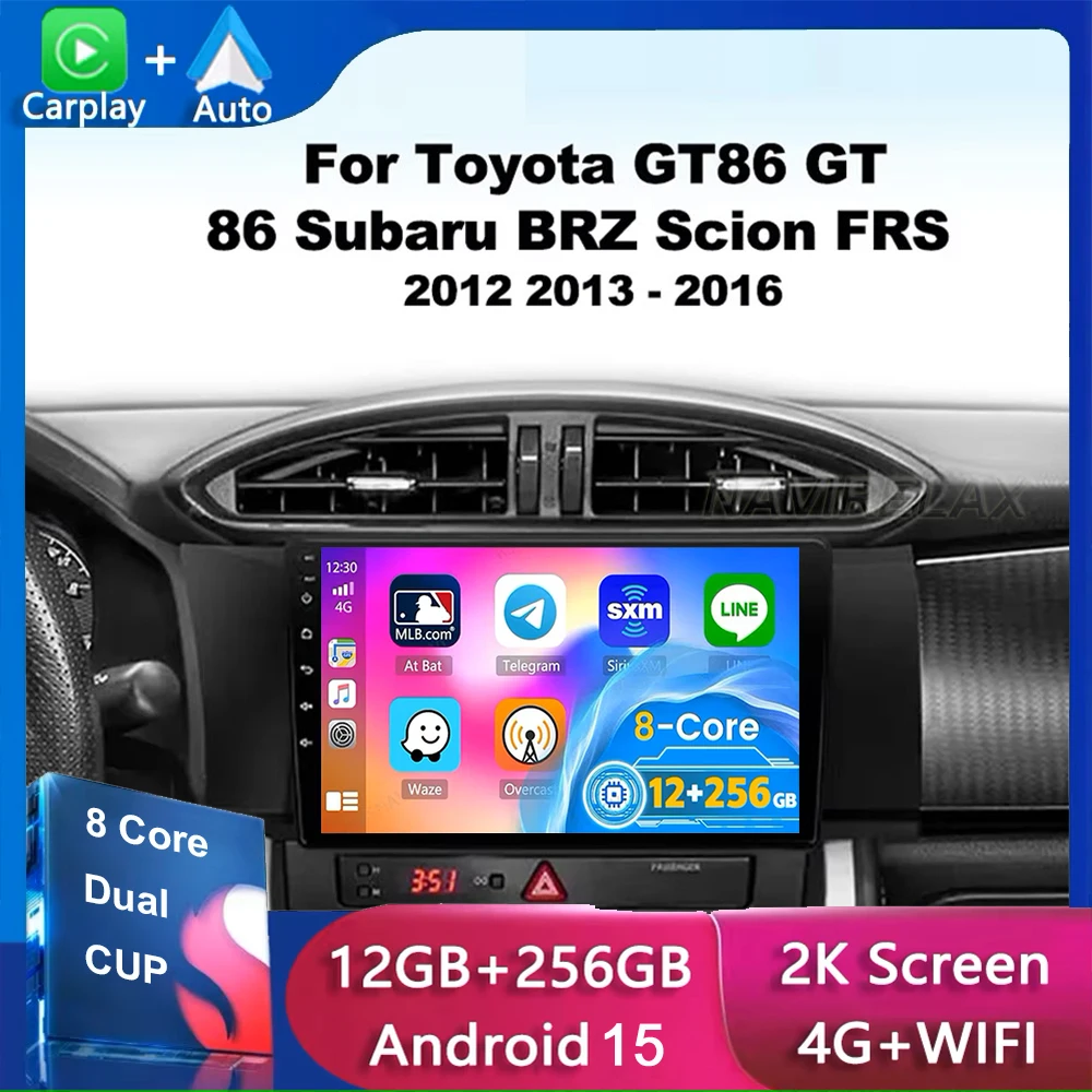 راديو سيارة أندرويد 15 لسوبارو BRZ سليل FRS تويوتا GT86 GT 86 2012 - 2016 Carplay Auto 2DIN مشغل فيديو ستيريو الوسائط المتعددة BT #1