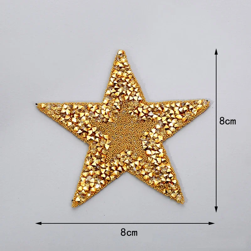 Crystal Rhinestone Star Patches Diy Clothing Iron On Clothes Appliques For Clothing Shoe Bag Multicoloured Pentagram Stickers