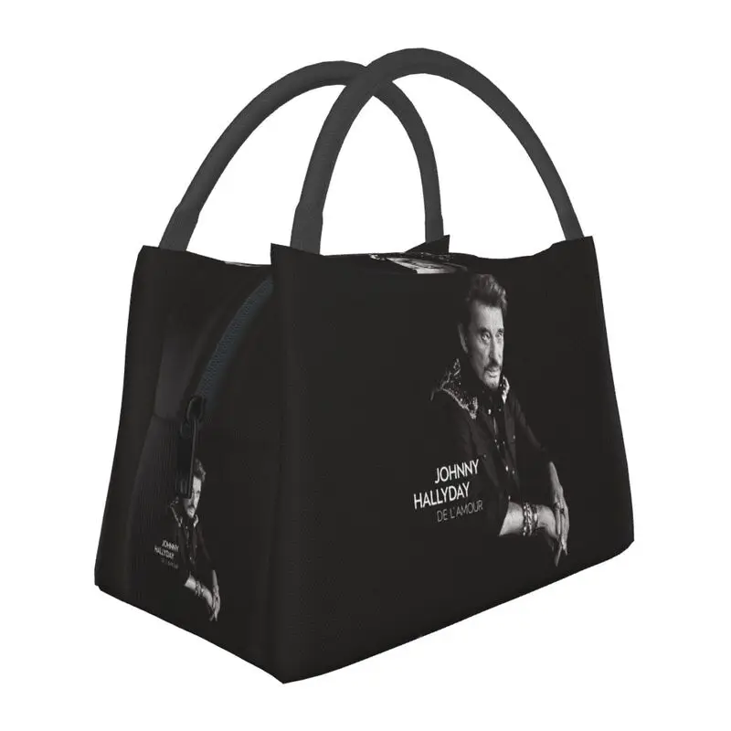 

Johnny Hallyday Thermal Insulated Lunch Bag Women France Mucisian Portable Lunch Tote Outdoor Picnic Multifunction Meal Food Box