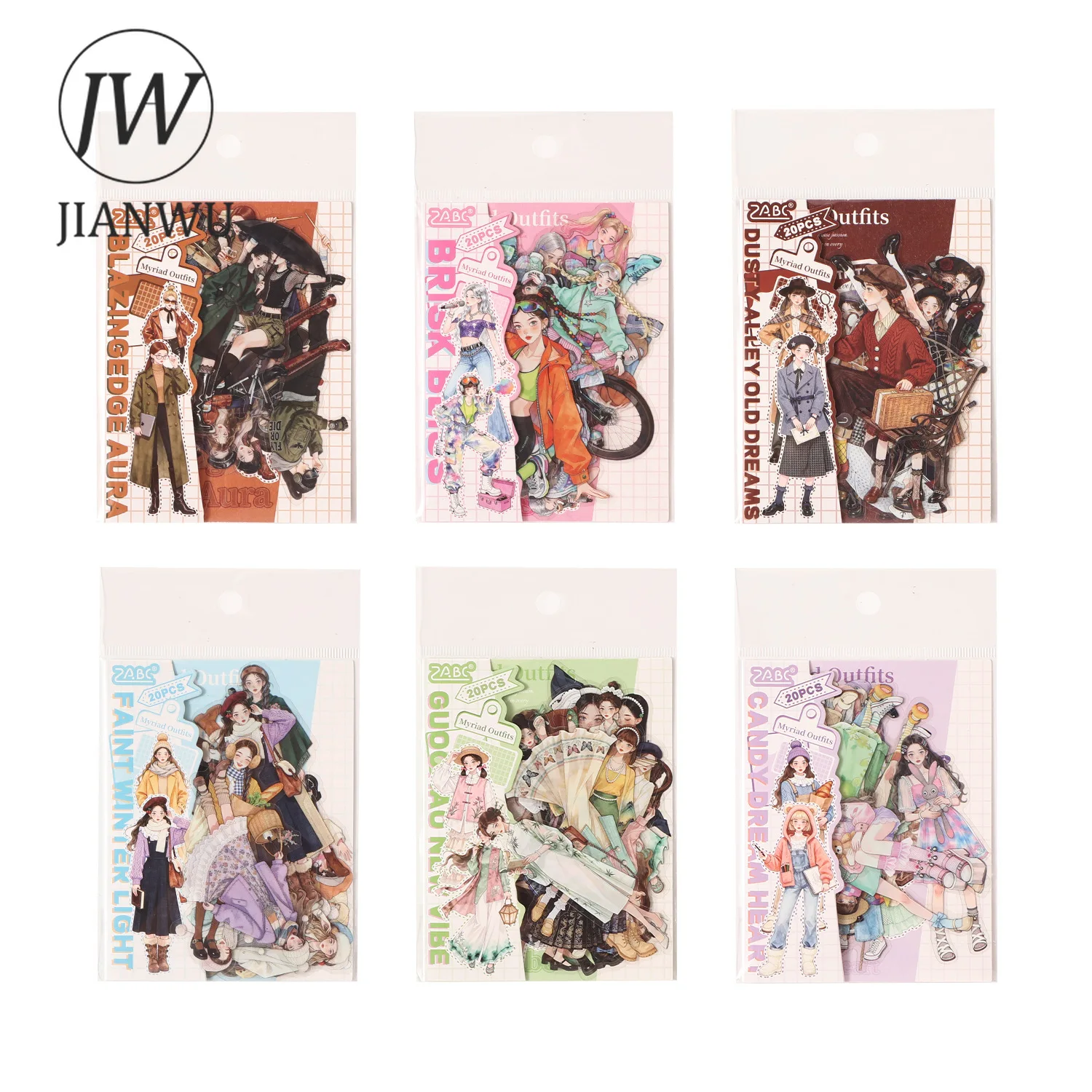 JIANWU Vintage Fashion Character Outfit Landscape Material Collage Scrapbooking PET Sticker Creative DIY Journal Stationery view 5