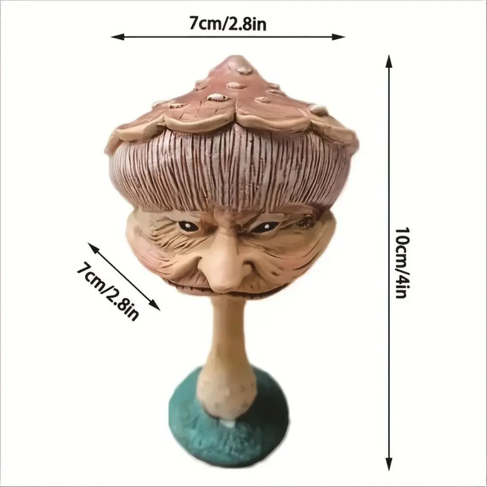 Cartoon Grandma Human Face Mushroom Sculpture Creative Lawn Decoration Figure Ornaments Resin Lifelike Garden Yard Decoration