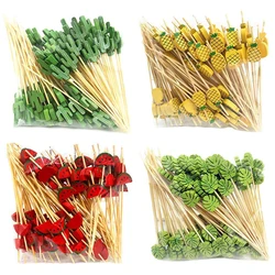 100PCS Bamboo Skewers 12cm Exquisite Fruit Dessert Sticks Buffet Cupcakecocktail Decoration Wedding Party Tableware Cake Decor