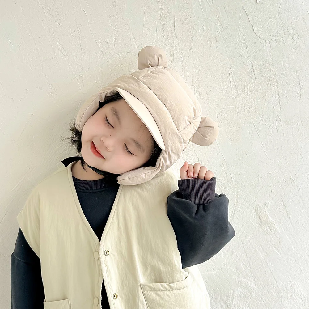 48-52CM 2-6 YEARS OLD Kids Winter Hat with Earflap Warm Trooper Trapper Hat for Boys Girls Baseball Caps