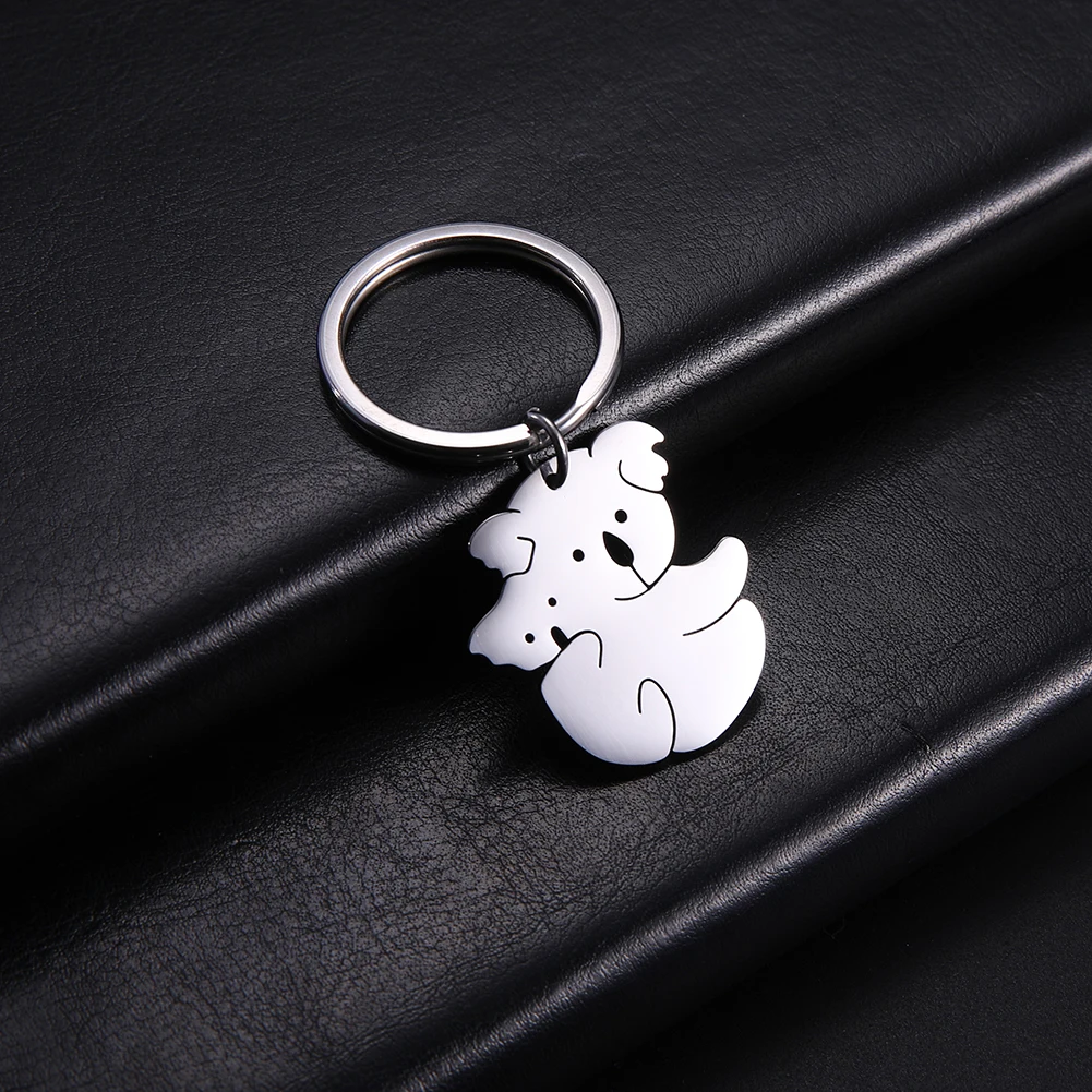 Stainless Steel Cute Koala Pendant Keychain for Women Children Trendy Fashion Car Bag Keyring Jewelry Birthday Friend Gift New