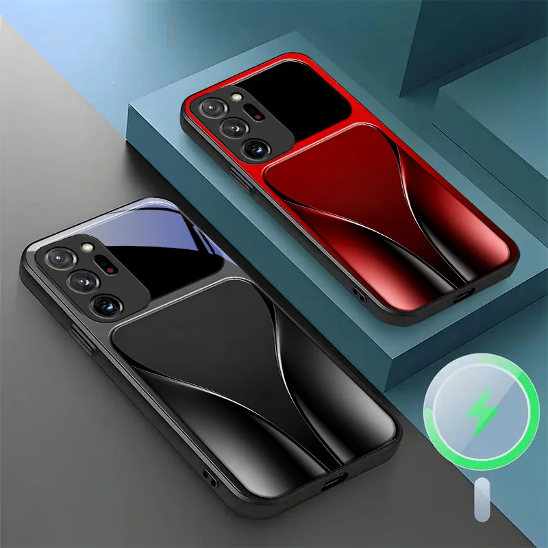 

For Samsung S 23 25 22 FE 26 Ultra 20 24 21 Magnetic Glass Phone Case Business Simple Men Women item Dustproof Protective Cover