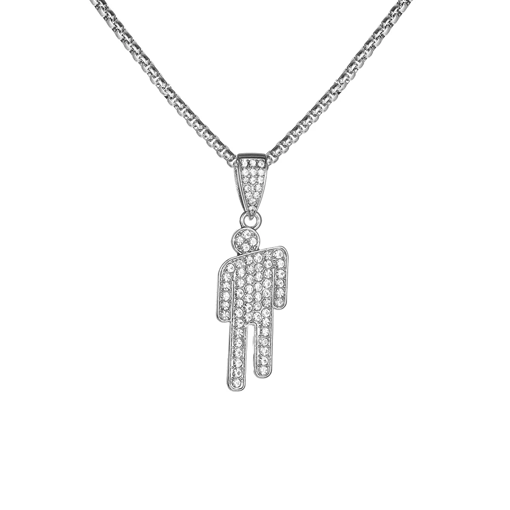 الزركون ملتوية رئيس الإنسان على شكل قلادة جديد الهيب هوب الشارع نمط الأزياء قلادة الاكسسوارات سترة سلسلة المجوهرات بالجملة #6