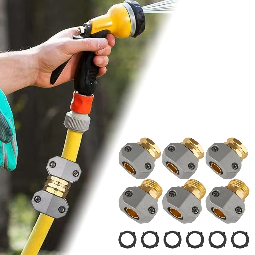 2026 Zinc Aluminum Hose Repair Coupling Set For 5/8 3/4 Inch Garden Hoses Leak Resistant Male Female Connector For Garden Tools