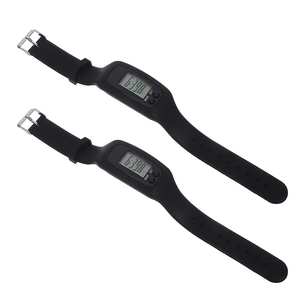 

2Pcs Portable Silicone Fitness Tracker Watch Simple Interface Step Counter for Daily Walking Running Workout Health Monitoring