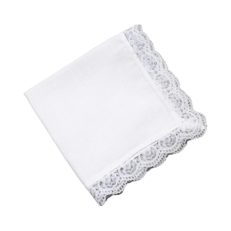 26X27 Cm Nam Nữ Cotton Khăn Tay Chắc Chắn Trắng Hankies Túi Viền Ren Khăn Họa Tiết Khăn Tay Cho Người Phụ Nữ