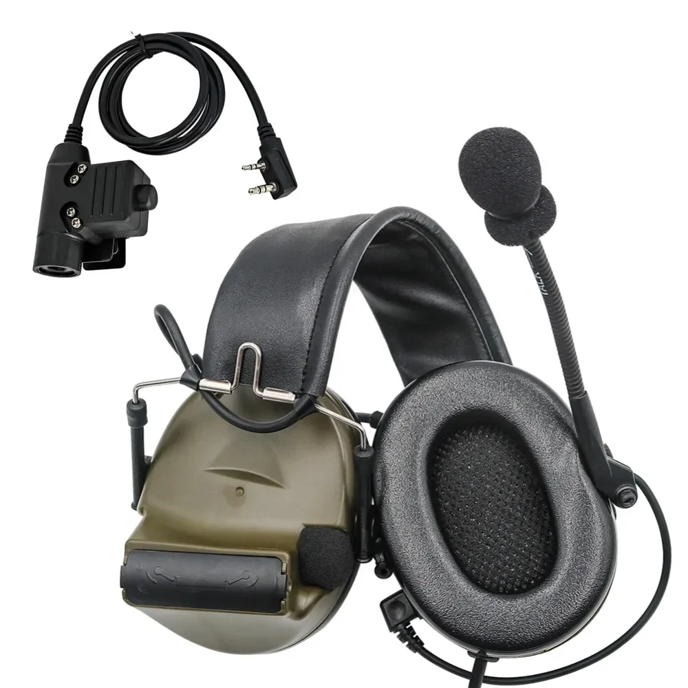 

Militar Headphones Comtac II Tactical Headset Noise Reduction Pickup Headset Ear Protection Shooting Earmuffs FG+U94 PTT Plug