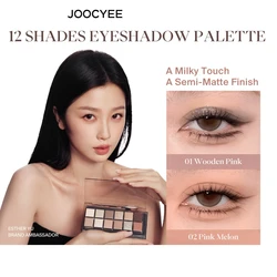 JOOCYEE 12 Shades Eyeshadow Palette Long-lasting Low saturation Beautiful eye makeup Containing eyeshadow blush and highlighter