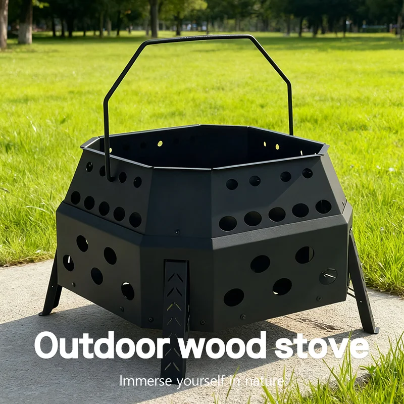 

2025 НОВЫЙ уличный складной обогреватель для палатки из нержавеющей стали, дровяная угольная горелка, портативная походная печь для пешего туризма, пикника