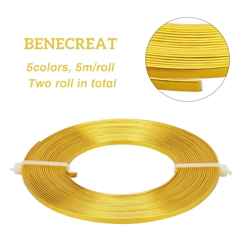 25m 5 Rolls Mixed Color 3mm Wide Silver Flat Jewelry Craft Wire 18 Gauge/1mm Gold Aluminum Wire for Bezel Sculpting Jewelry
