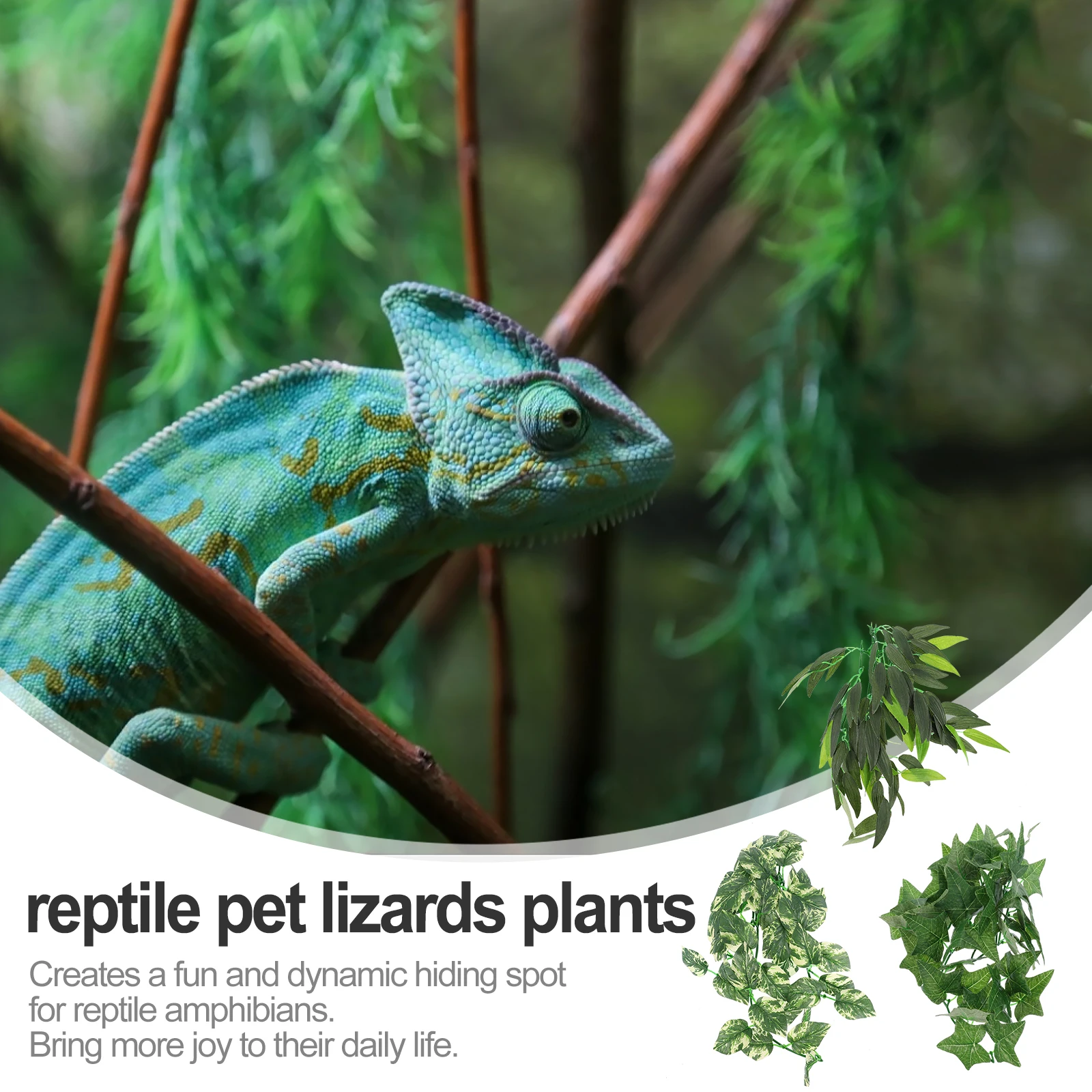 

3pcs Reptile Lizards Plants Decoration Vine Tank Habitats Amphibians Leaf Suction Pet Gecko Snake Fish Tank Decorative Safe