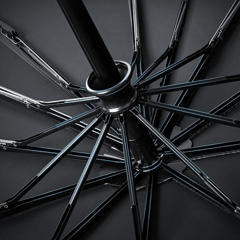 156 Bone Reinforced Dual-Use Folding Umbrella Thickened Black Glue Fully Blackout Weather Resistant Black Color