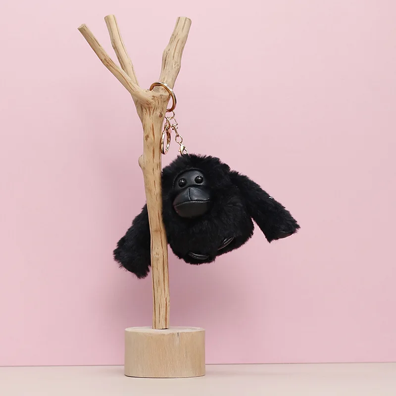 KOMBIUDA Llavero de peluche de peluche Gorilla Doll Llavero de animal llavero para llaves de coche ies coche, Negro