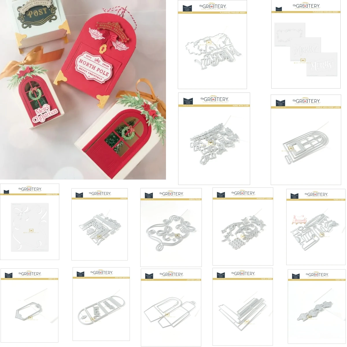 

New Christmas Ribbon Post Box Door Metal Cutting Dies Stencil for DIY Making Gift Card Scrapbook Craft Supplies Decoration 2024