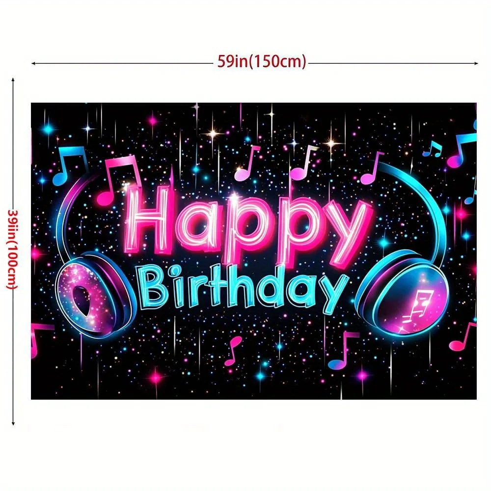 قطعة واحدة من لافتة عيد الميلاد ذات طابع TikTok - خلفية حفلة نيون حية مع نجوم وملاحظات متألقة، بوليستر