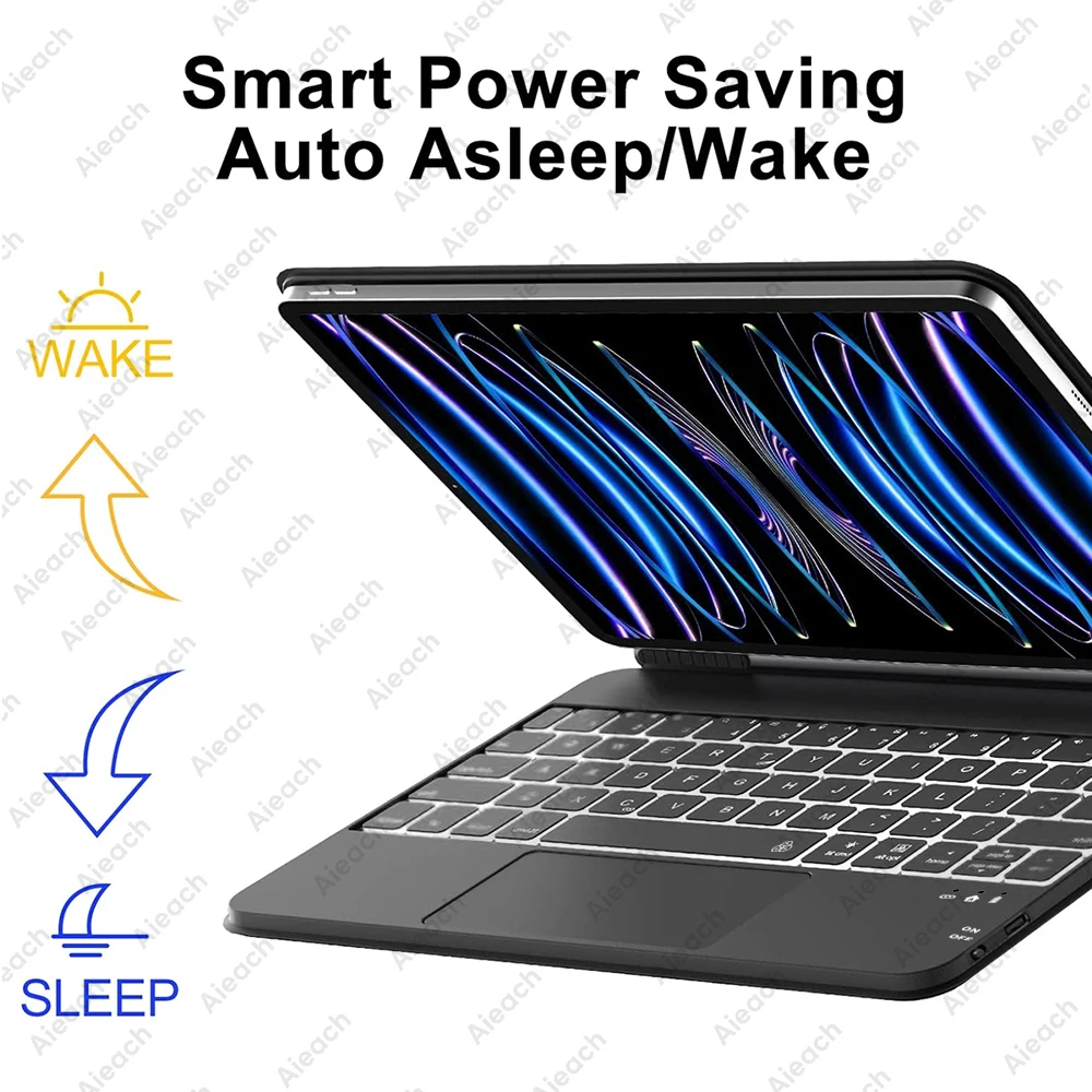 iPad Air 13 & 11 M2 M3 Air 4 5/ Pro 13 & 11 M4 & 12.9/ iPad 第11世代 A16 第10世代用マジックキーボードケース、マルチタッチトラックパッド付き