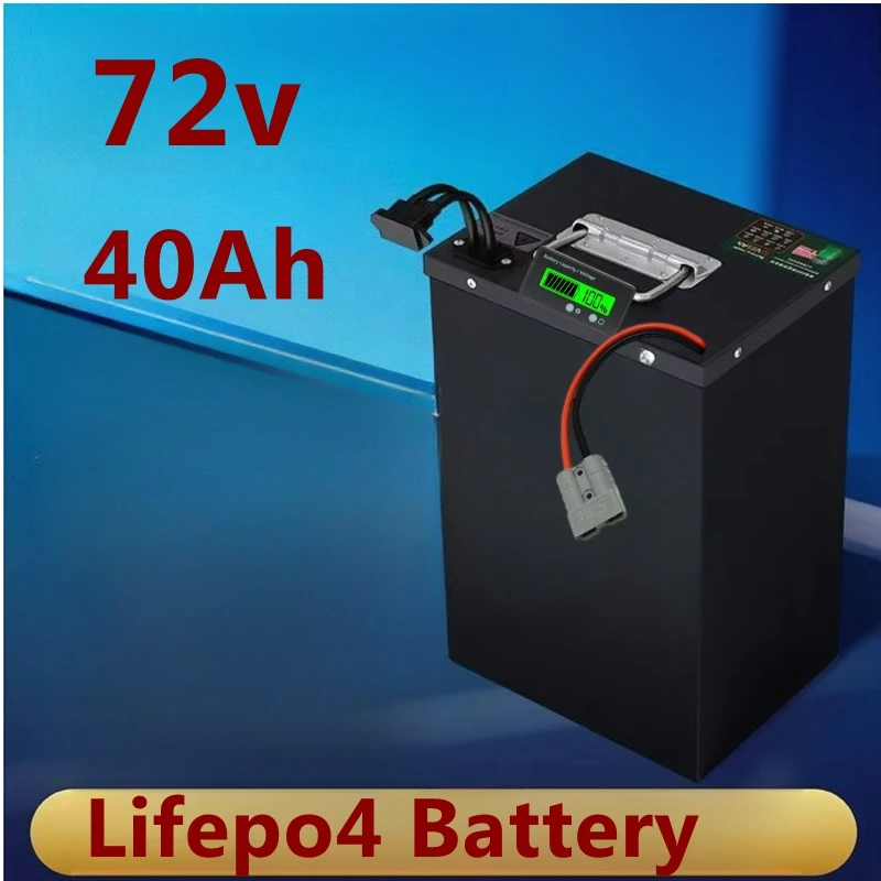 72V 40Ah Lithium Iron LiFePo4 Battery Bluetooth BMS APP for 3000W Scooter Motorcycle Forklift Crane Truck +Charger