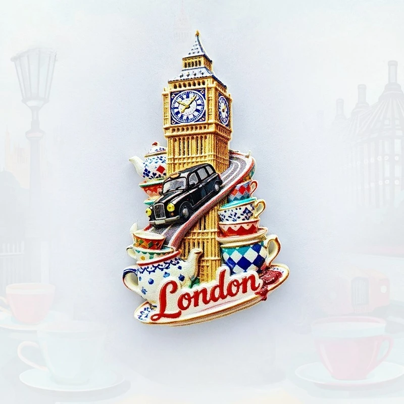 Imã de Geladeira de Londres, Inglaterra - Souvenir Ícone 3D do Big Ben, Presente Único da Cultura Britânica para Viagens e Decoração Humorística