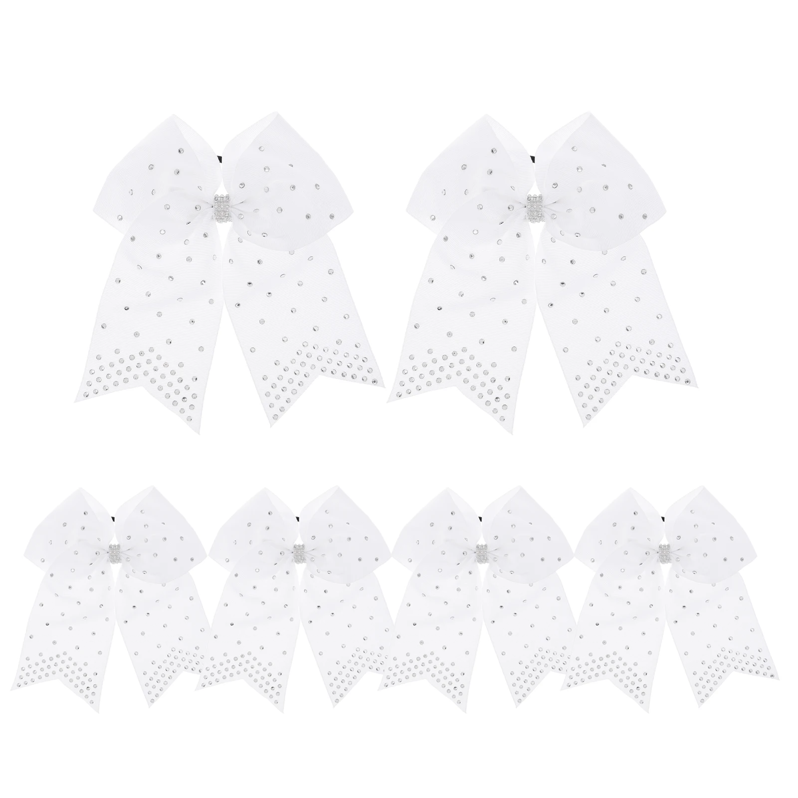 

6pcs Large Swallowtail Rhinestone Bows Soft Ribbed Fabric Cheerleading Hair Ties Girls Shiny Comfortable Stay Secure Dance