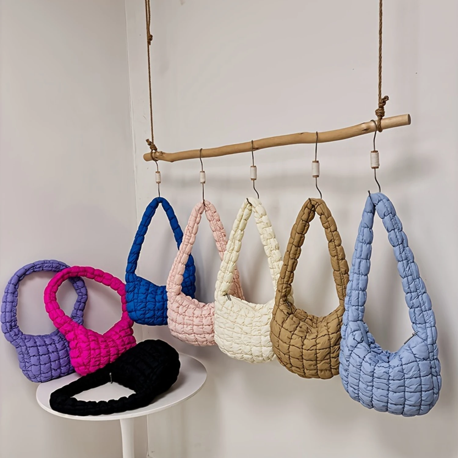 

Ruched Shoulder Bag Puffer Handbag Bubble Purse