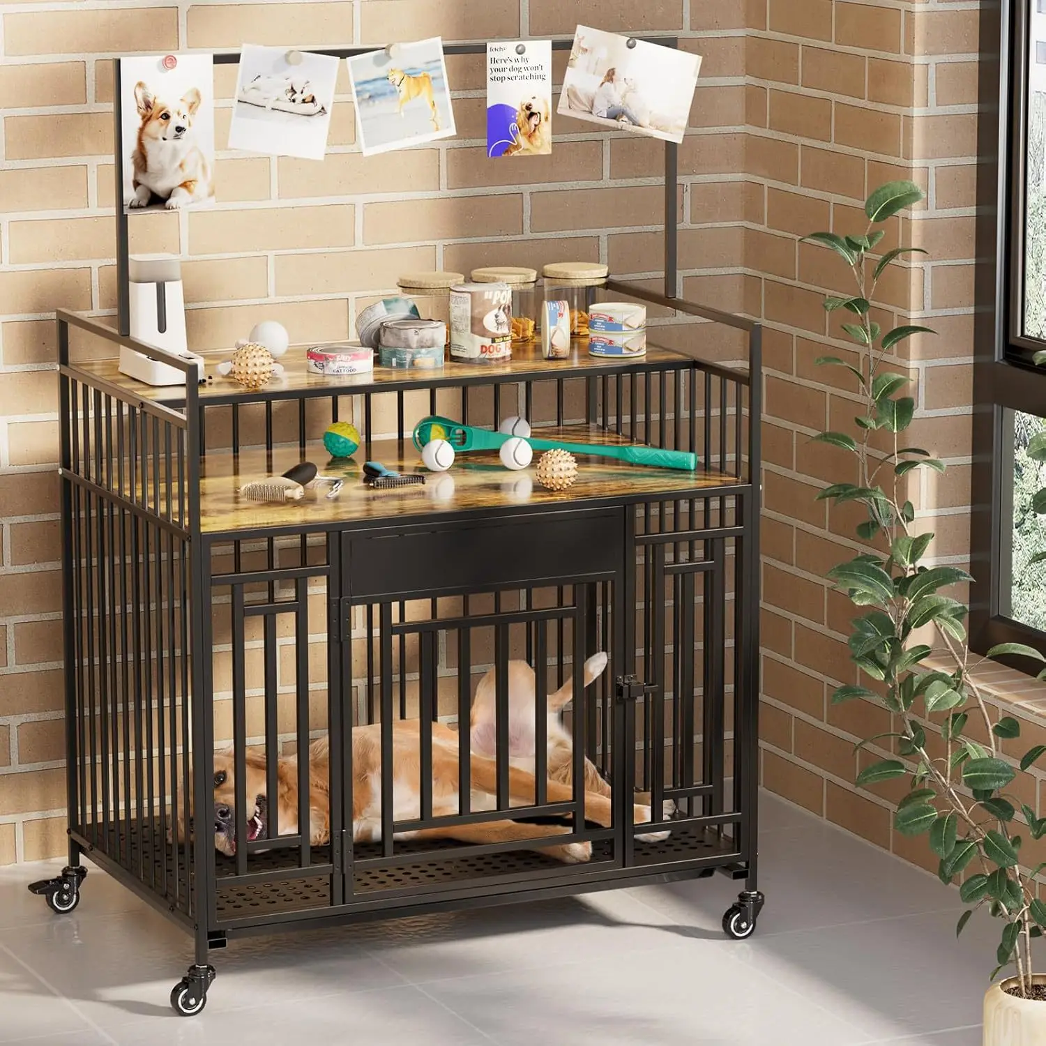 Family pet medium and large with removable tray hanging rod mobile kennel cage