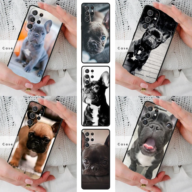 Cute Puppy French Bulldog dog TPU Phone Case for Samsung Galaxy S26 S25 S24 S23 S22 S21 S20 Note10 Plus FE Ultra Cover