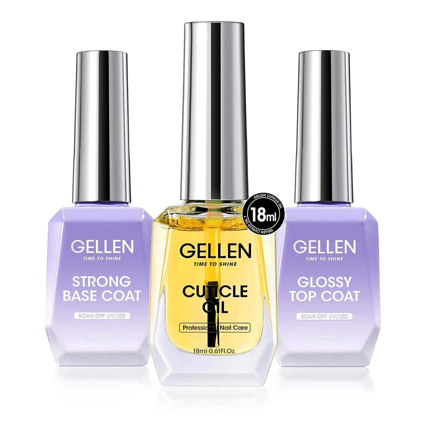 Gellen-Juego de 3 uds de aceite para cutículas, Base de capa superior de Gel para uñas, herramientas de manicura, esmalte de Gel, Kit profesional brillante de larga duración, 18ml