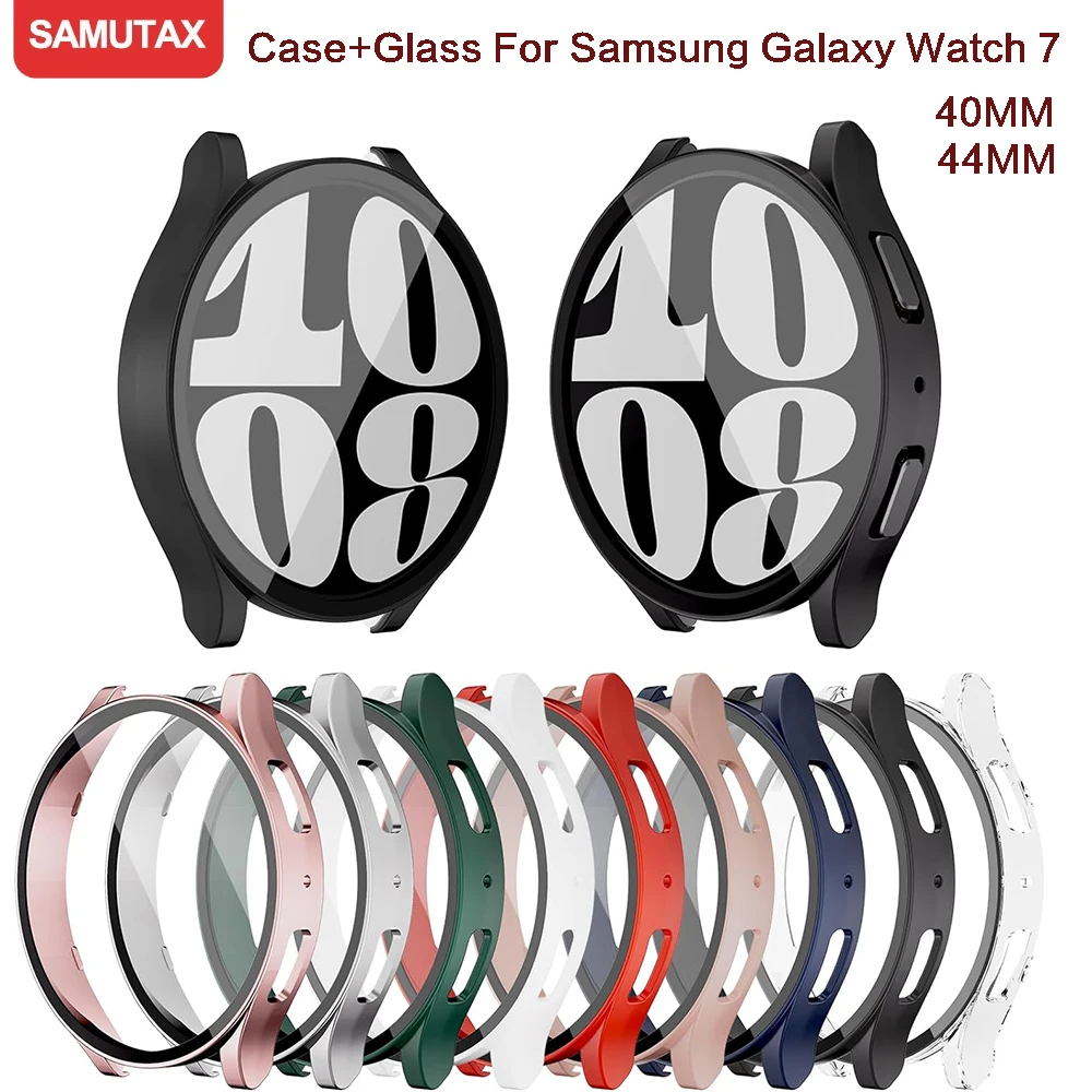 Gehäuse aus gehärtetem Glas für Samsung Galaxy Watch 7 fe 44mm 40mm Displays chutz Stoßstangen schale hart matt rundum Schutzhülle