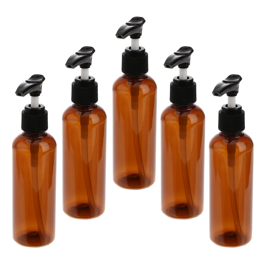 Bouteilles à pompe anti-fuite, 5 pièces, bouteilles vides rechargeables de 100ml, distributeur de shampoing de voyage, bouteille à pompe pour savon liquide de lavage du corps